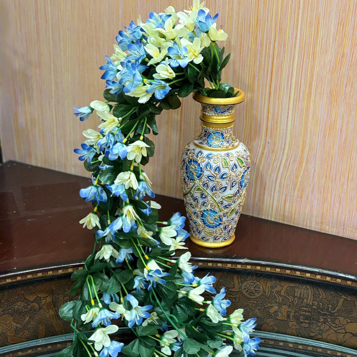 Artificial Hanging Flowers for Decoration | Flower Bunch for Wall, Door, Balcony | Decorative Hanging for Home Décor, Diwali Decoration & Gifting - 27 Inch - Apkamart #Color_Blue