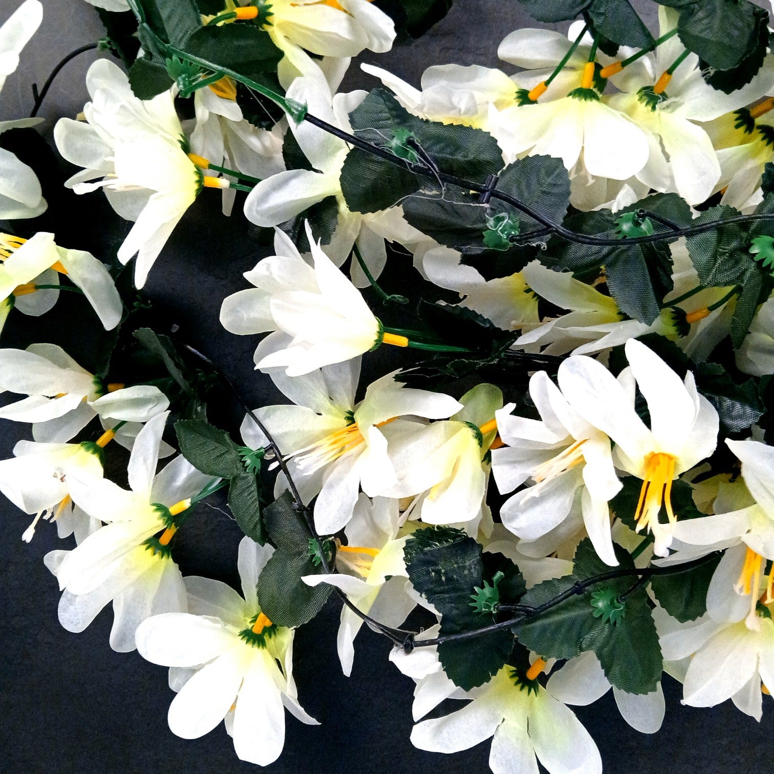 Artificial Hanging Flower for Home Decor | Realistic Hanging Flower | Decorative Wall Hanging Floral Bunch for Festive Decor, Home Decor, Balcony, Living Room - 34 Inch - Apkamart #Color_White