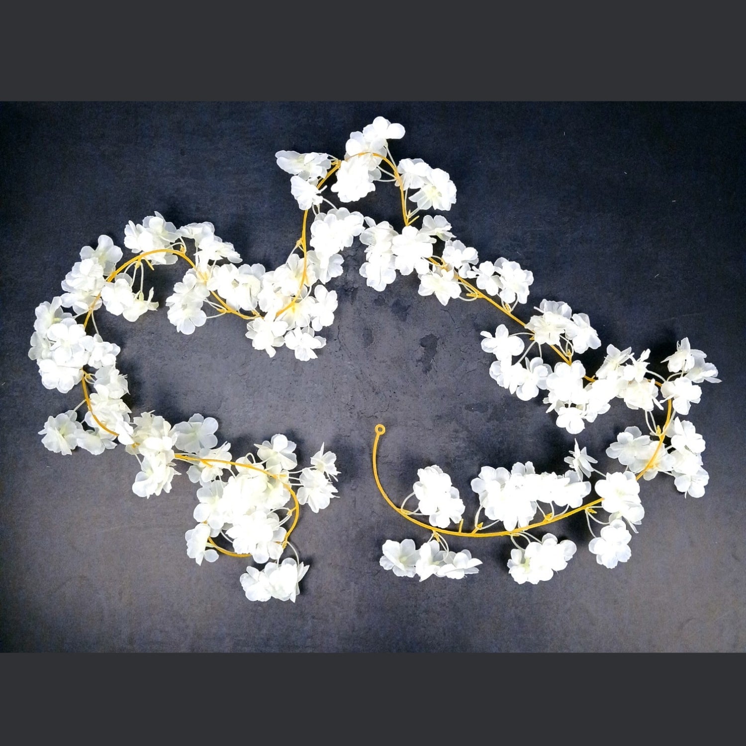 Decorative Hanging Flower Bunch | Faux Artificial Flowers with Vine & Leaf for Balcony, Wall & Office | Long-Lasting Flowers for Diwali & Festive Decoration - 68 Inch - Apkamart #Color_White