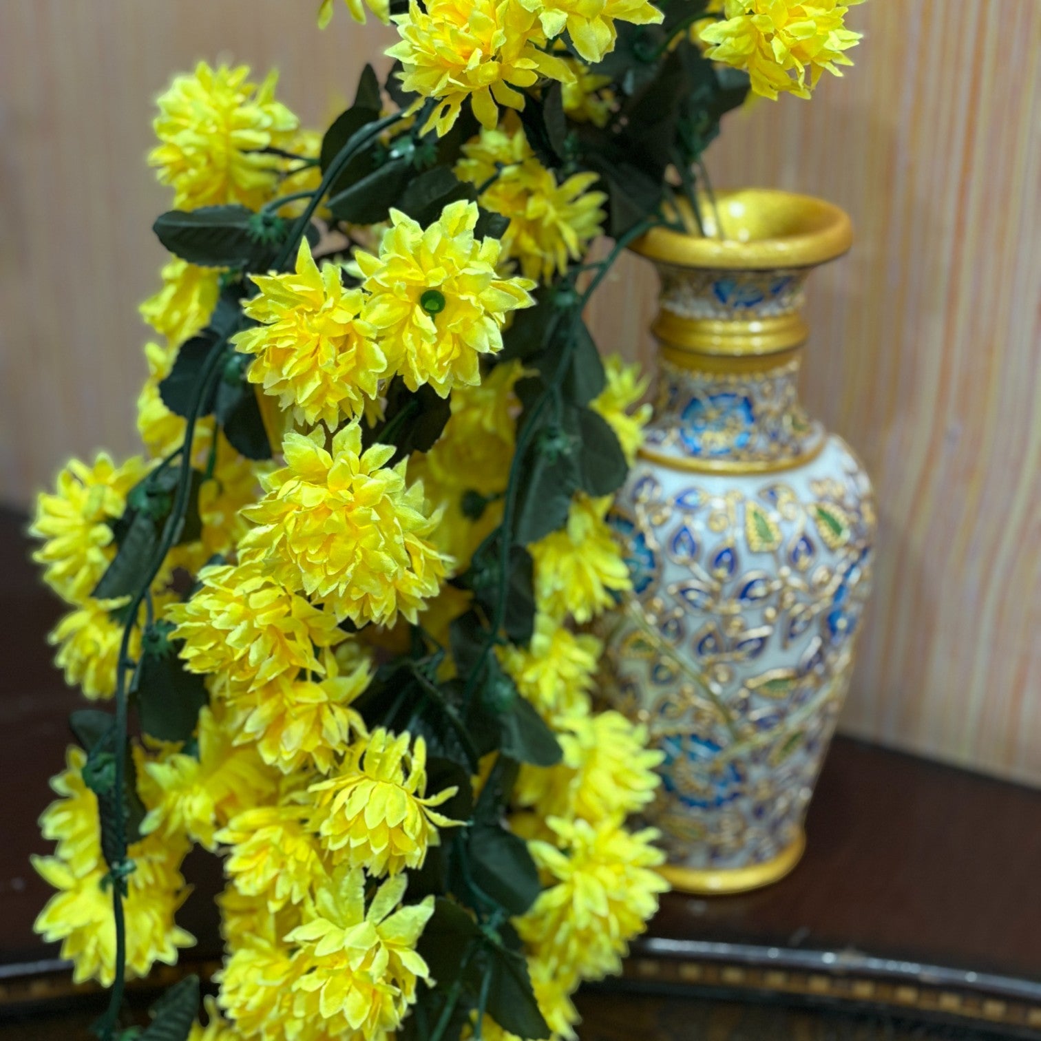 Artificial Hanging Flower for Home Decor | Decorative Wall Hanging | Balcony Garden Indoor Outdoor Decorative Hanging Plant for Living Room Bedroom Office - 37 Inch - Apkamart #Color_Yellow