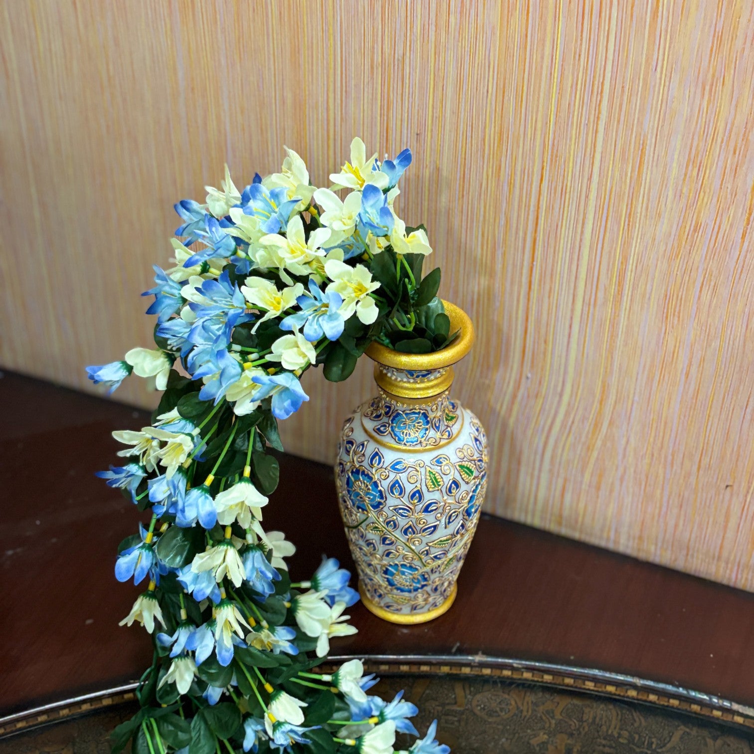 Artificial Hanging Flowers for Decoration | Flower Bunch for Wall, Door, Balcony | Decorative Hanging for Home Décor, Diwali Decoration & Gifting - 27 Inch - Apkamart #Color_Blue