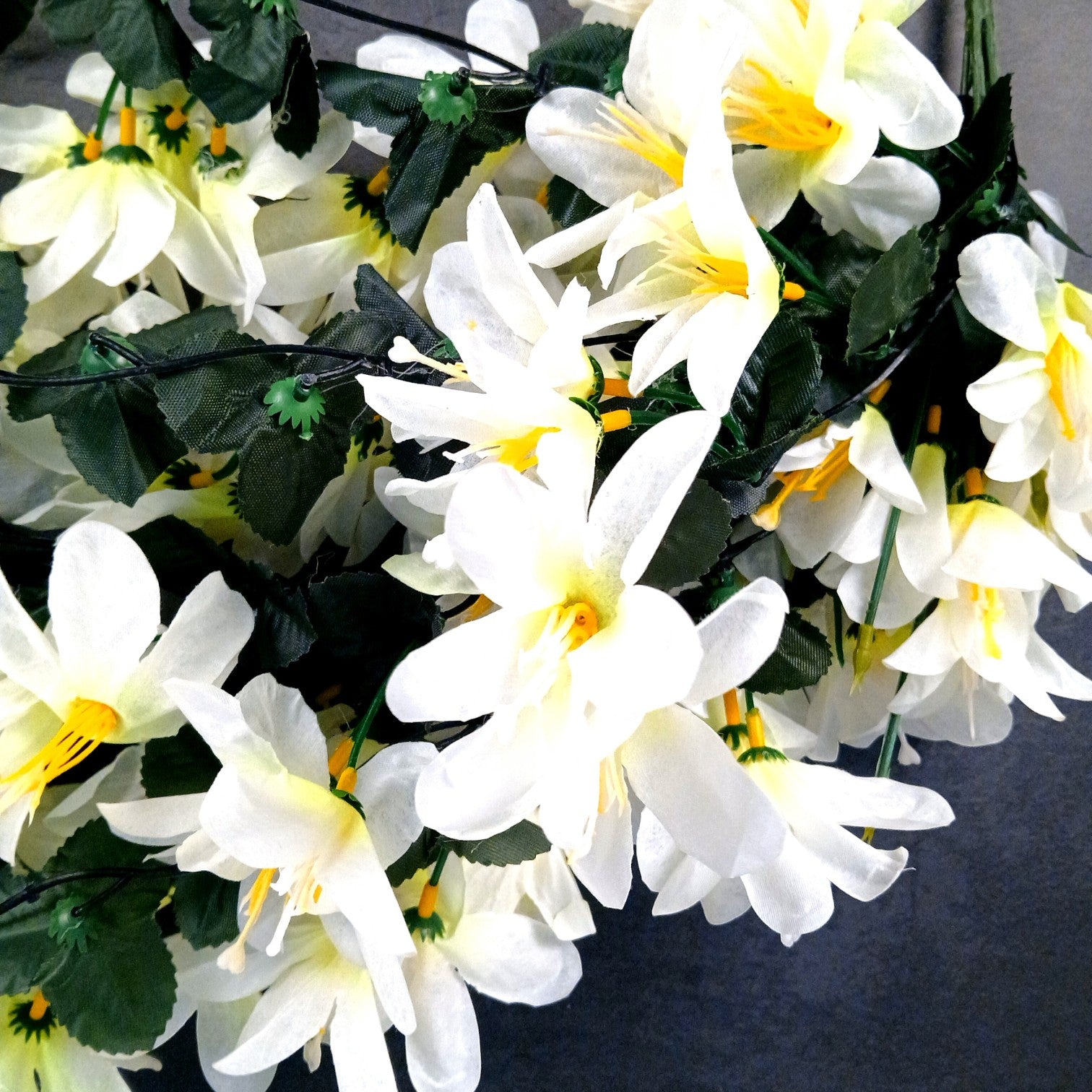 Artificial Hanging Flower for Home Decor | Realistic Hanging Flower | Decorative Wall Hanging Floral Bunch for Festive Decor, Home Decor, Balcony, Living Room - 34 Inch - Apkamart #Color_White