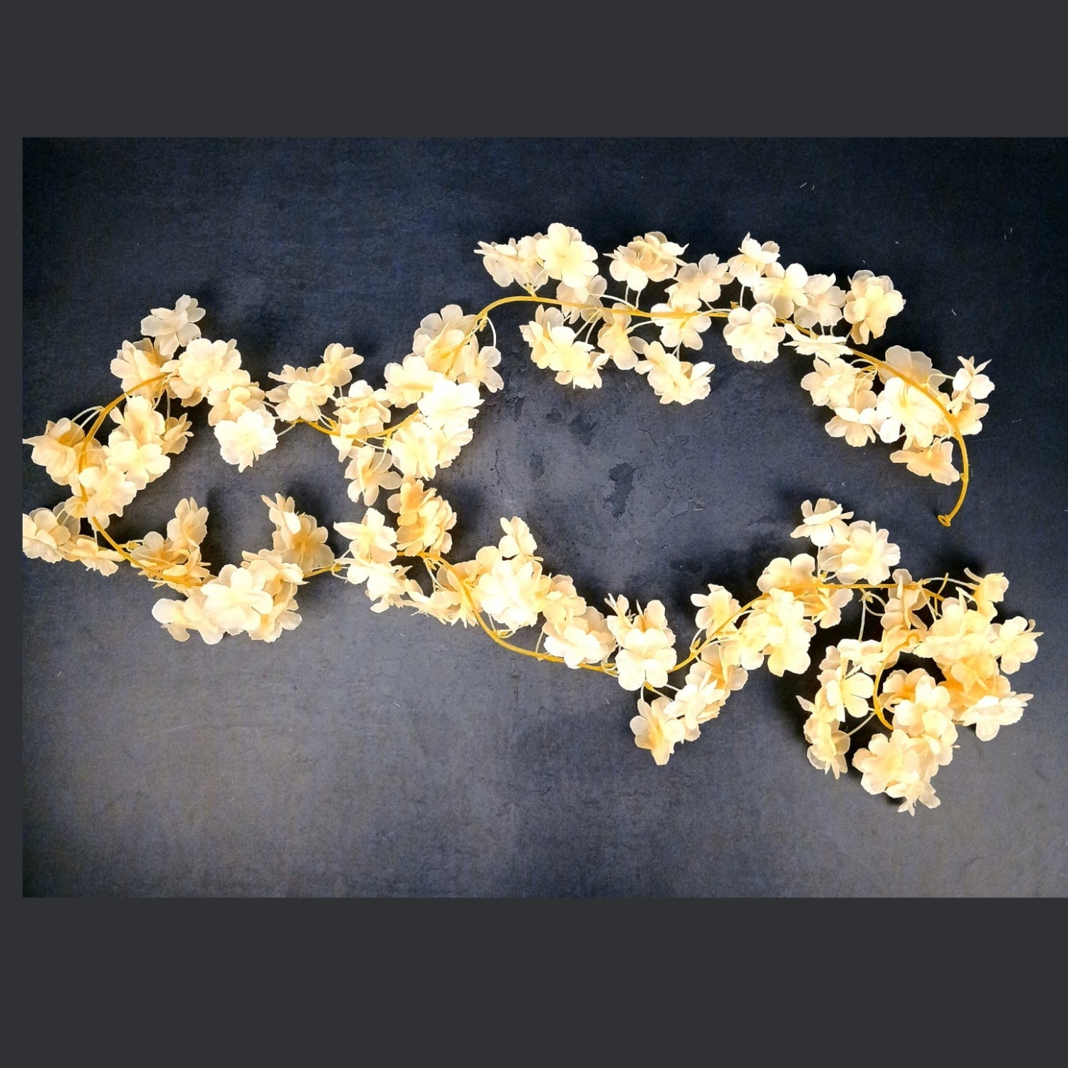 Artificial Hanging Flowers for Wall & Balcony | Faux Decorative Flower Bunch with Vine & Leaf | Perfect for Home Decor, Festive Styling & Housewarming Gifts - 68 Inch - Apkamart #Color_Cream