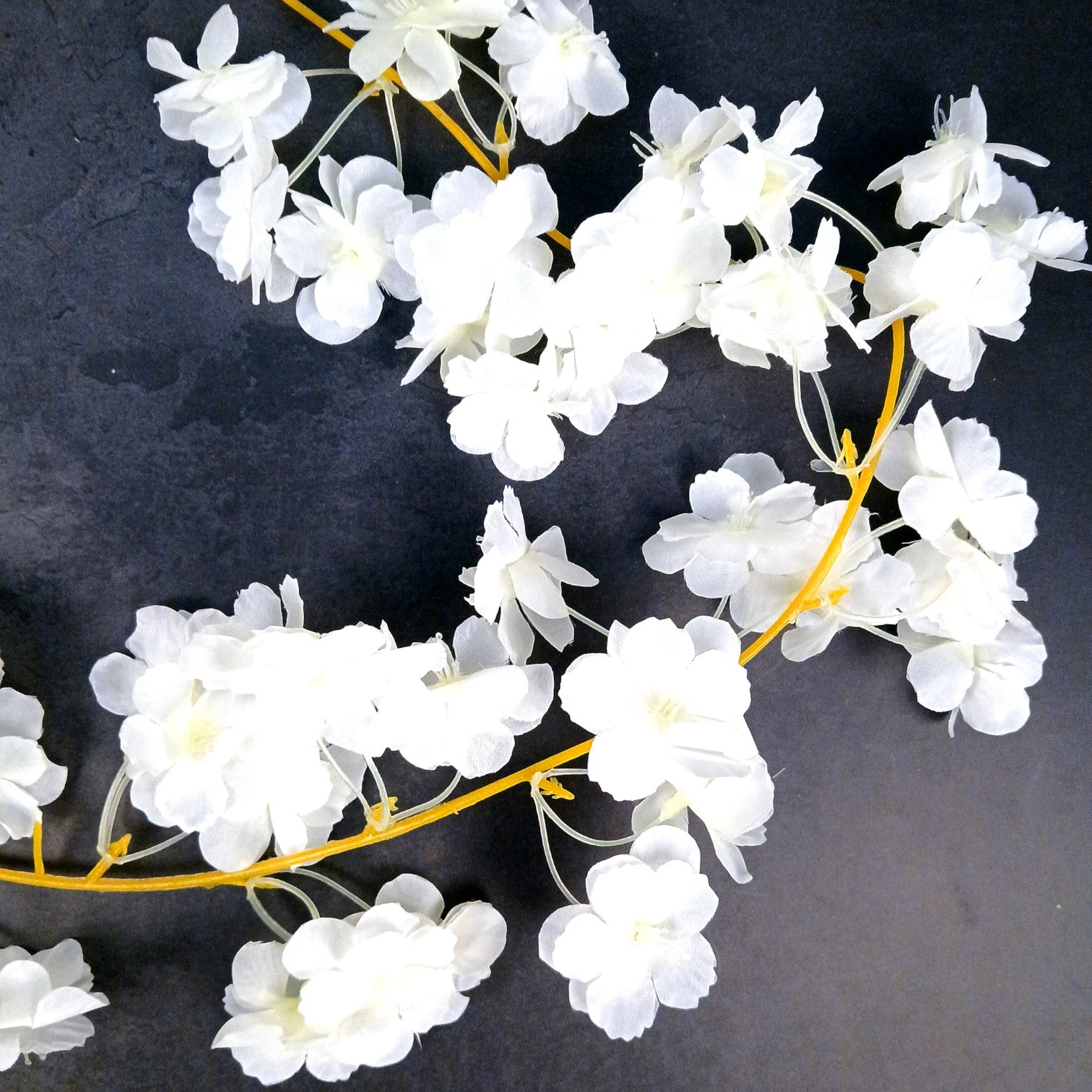 Decorative Hanging Flower Bunch | Faux Artificial Flowers with Vine & Leaf for Balcony, Wall & Office | Long-Lasting Flowers for Diwali & Festive Decoration - 68 Inch - Apkamart #Color_White