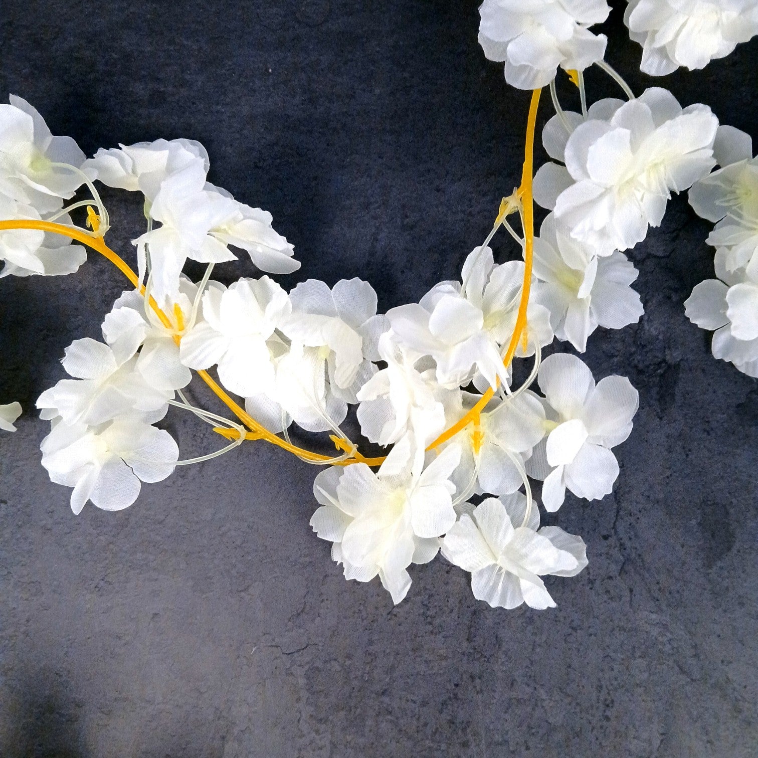 Decorative Hanging Flower Bunch | Faux Artificial Flowers with Vine & Leaf for Balcony, Wall & Office | Long-Lasting Flowers for Diwali & Festive Decoration - 68 Inch - Apkamart #Color_White