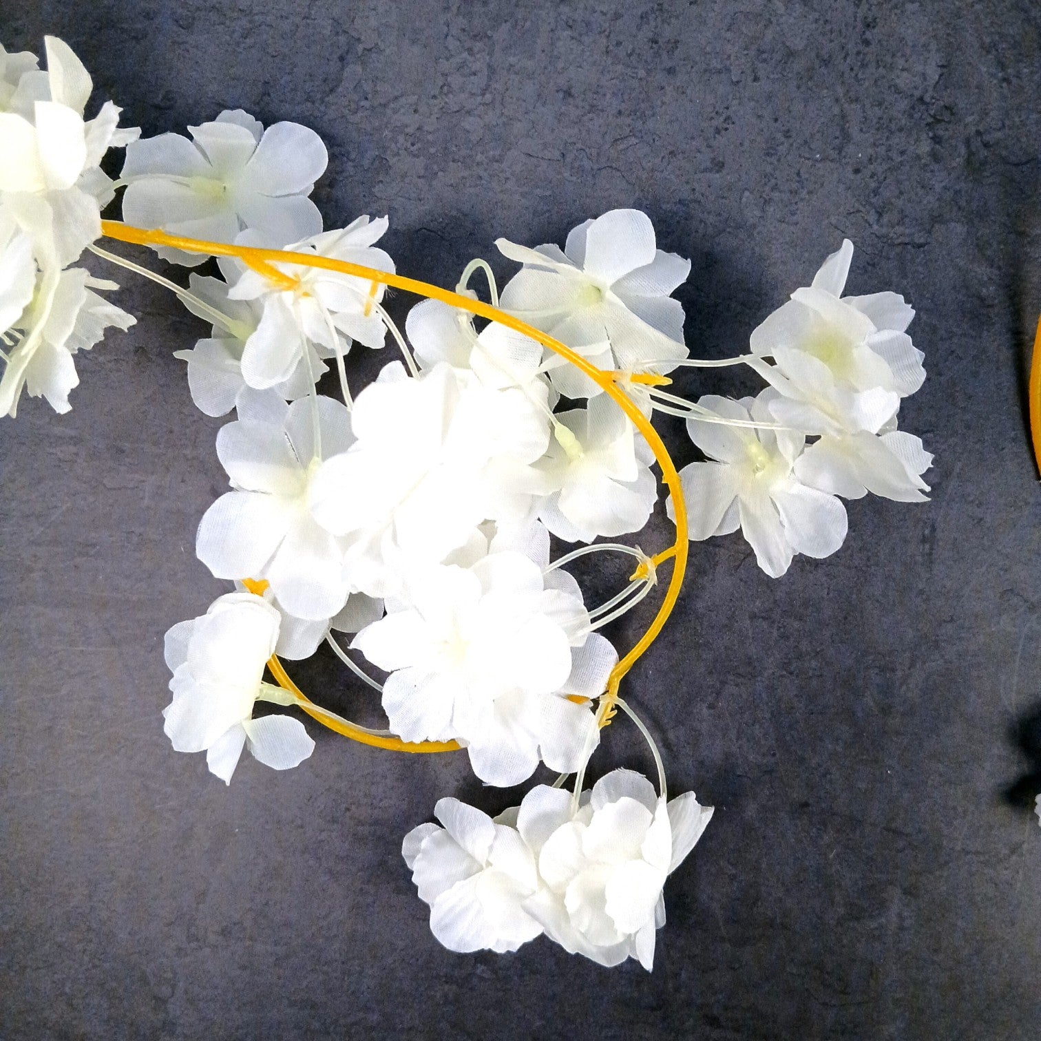 Decorative Hanging Flower Bunch | Faux Artificial Flowers with Vine & Leaf for Balcony, Wall & Office | Long-Lasting Flowers for Diwali & Festive Decoration - 68 Inch - Apkamart #Color_White