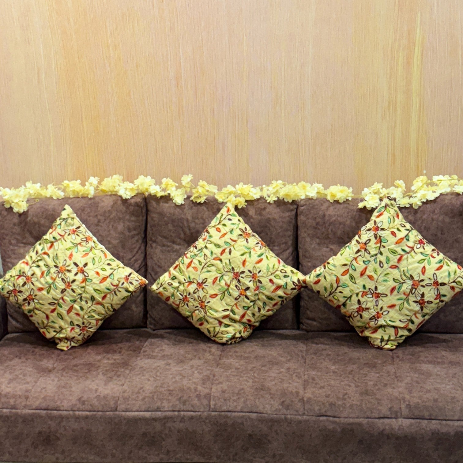 Artificial Hanging Flowers for Wall & Balcony | Faux Decorative Flower Bunch with Vine & Leaf | Perfect for Home Decor, Festive Styling & Housewarming Gifts - 68 Inch - Apkamart #Color_Cream