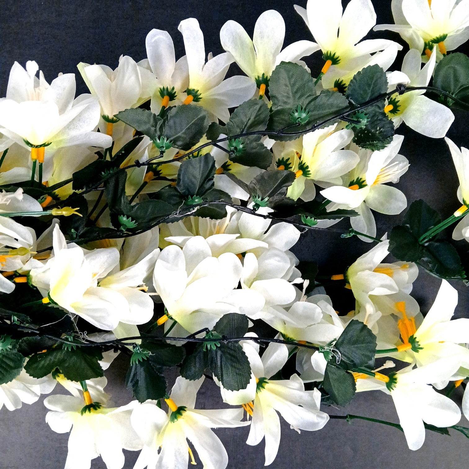 Artificial Hanging Flower for Home Decor | Realistic Hanging Flower | Decorative Wall Hanging Floral Bunch for Festive Decor, Home Decor, Balcony, Living Room - 34 Inch - Apkamart #Color_White