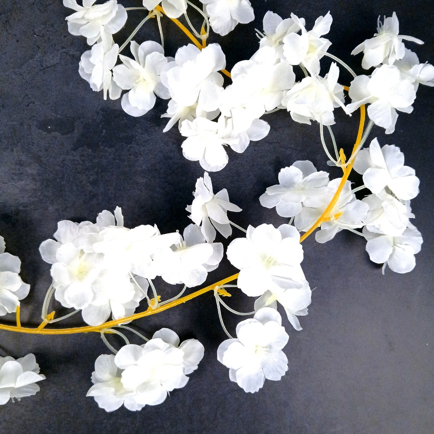 Decorative Hanging Flower Bunch | Faux Artificial Flowers with Vine & Leaf for Balcony, Wall & Office | Long-Lasting Flowers for Diwali & Festive Decoration - 68 Inch - Apkamart #Color_White