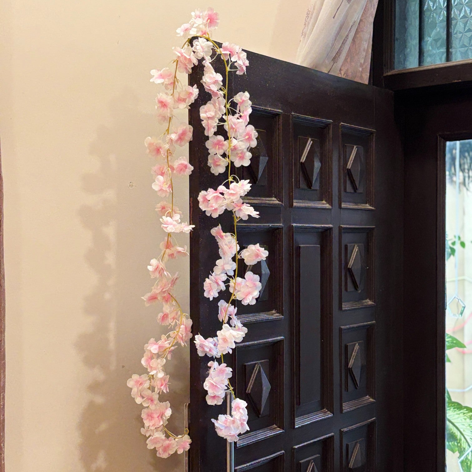 Artificial Hanging Flowers for Wall & Balcony | Faux Decorative Flower Bunch with Vine & Leaf | Perfect for Home Decor, Festive Styling & Housewarming Gifts - 68 Inch - Apkamart #Color_Pink