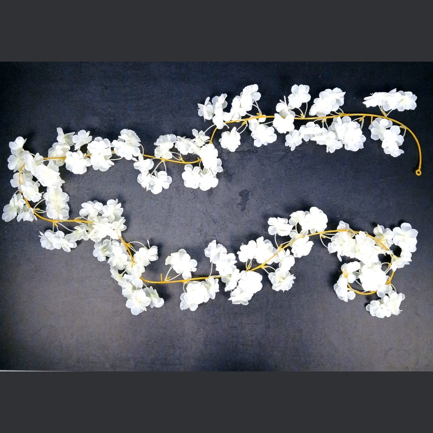 Decorative Hanging Flower Bunch | Faux Artificial Flowers with Vine & Leaf for Balcony, Wall & Office | Long-Lasting Flowers for Diwali & Festive Decoration - 68 Inch - Apkamart #Color_White