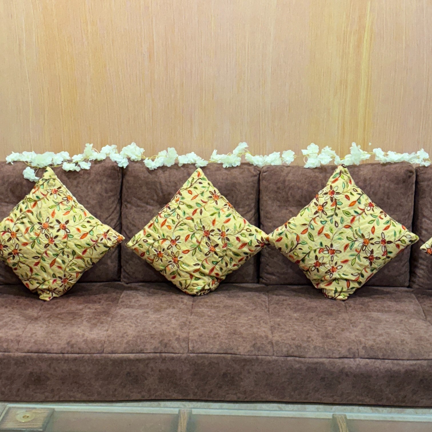 Decorative Hanging Flower Bunch | Faux Artificial Flowers with Vine & Leaf for Balcony, Wall & Office | Long-Lasting Flowers for Diwali & Festive Decoration - 68 Inch - Apkamart #Color_White