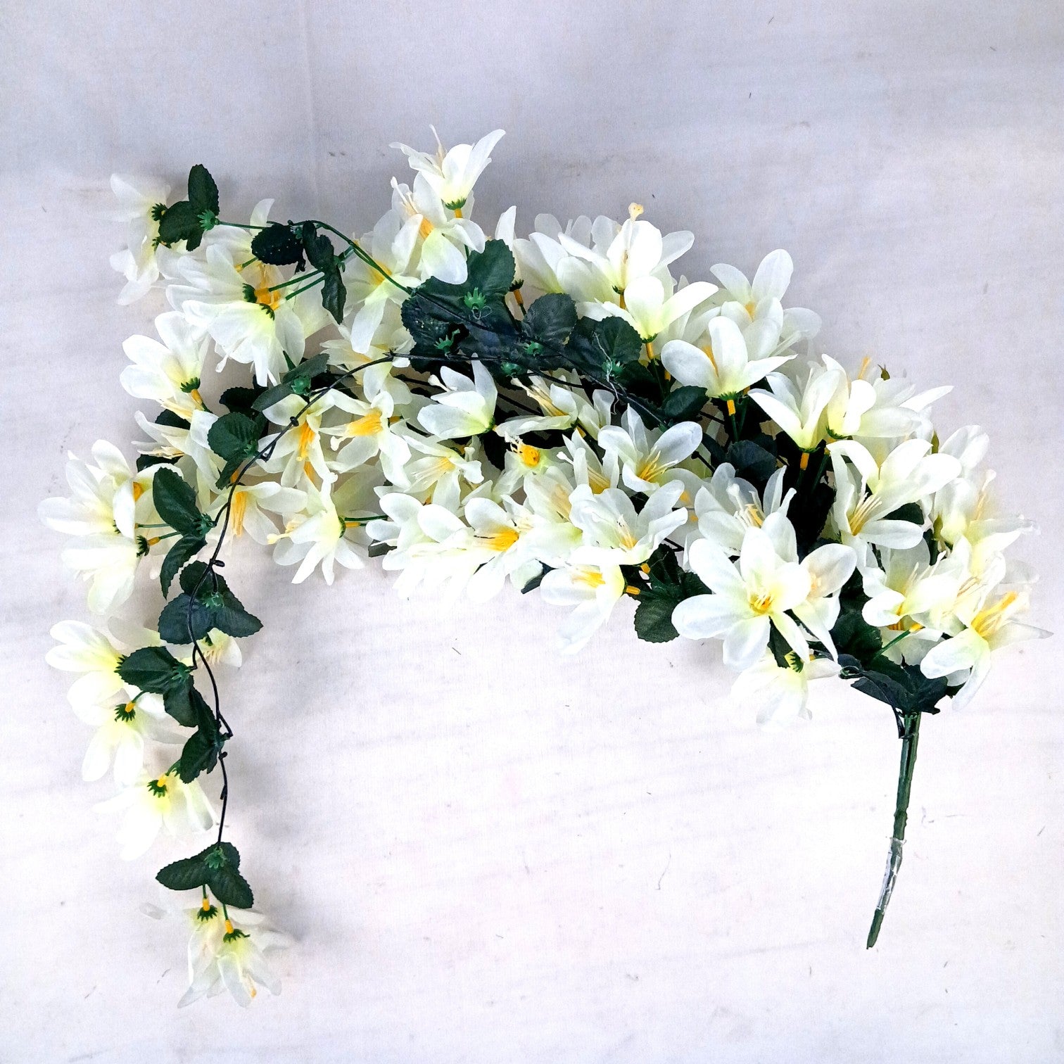 Artificial Hanging Flower for Home Decor | Realistic Hanging Flower | Decorative Wall Hanging Floral Bunch for Festive Decor, Home Decor, Balcony, Living Room - 34 Inch - Apkamart #Color_White