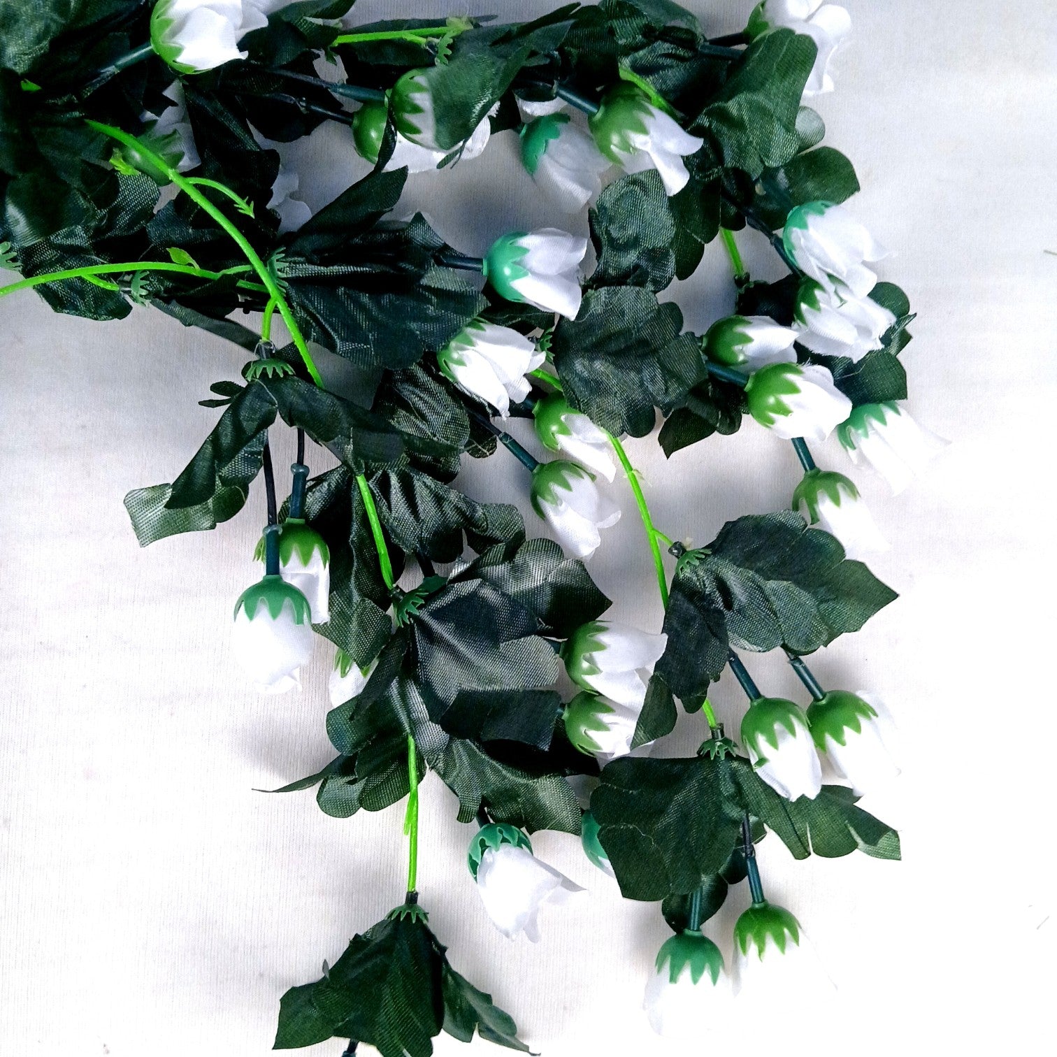 Artificial Hanging Flower for Home Decor | Realistic Hangings for Diwali Decor| Decorative Wall Hanging for Balcony, Garden, Living Room & Office - 31 Inch - Apkamart #Color_White