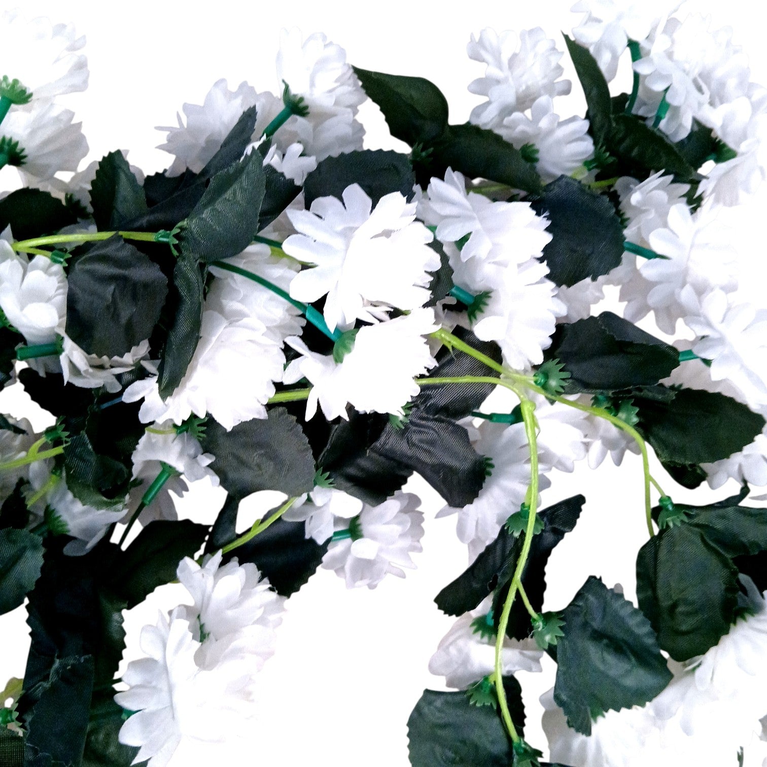 Hanging Bunch of Flowers | Faux Flower Vine with Leaves | Decorative Artificial Flower for Balcony, Living Room, Home Decor & Festive Diwali Decoration - 30 Inch - Apkamart #Color_White