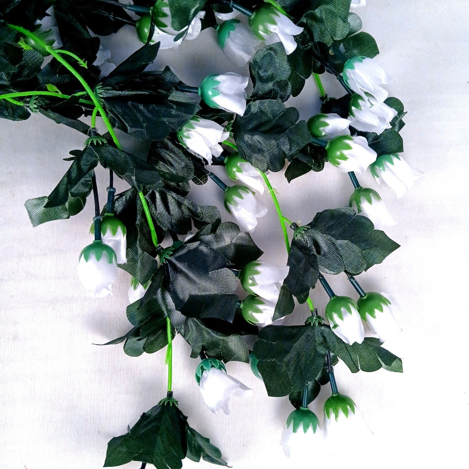 Artificial Hanging Flower for Home Decor | Realistic Hangings for Diwali Decor| Decorative Wall Hanging for Balcony, Garden, Living Room & Office - 31 Inch - Apkamart #Color_White