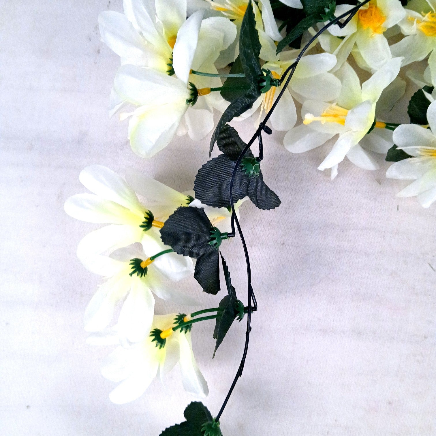 Artificial Hanging Flower for Home Decor | Realistic Hanging Flower | Decorative Wall Hanging Floral Bunch for Festive Decor, Home Decor, Balcony, Living Room - 34 Inch - Apkamart #Color_White