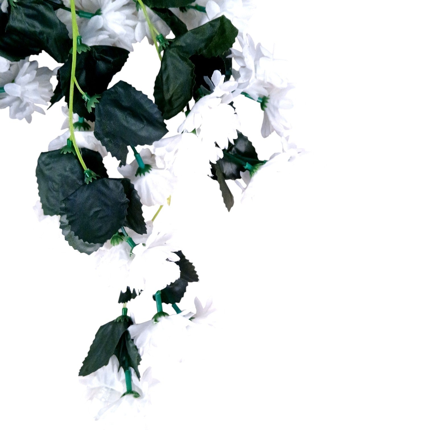 Hanging Bunch of Flowers | Faux Flower Vine with Leaves | Decorative Artificial Flower for Balcony, Living Room, Home Decor & Festive Diwali Decoration - 30 Inch - Apkamart #Color_White
