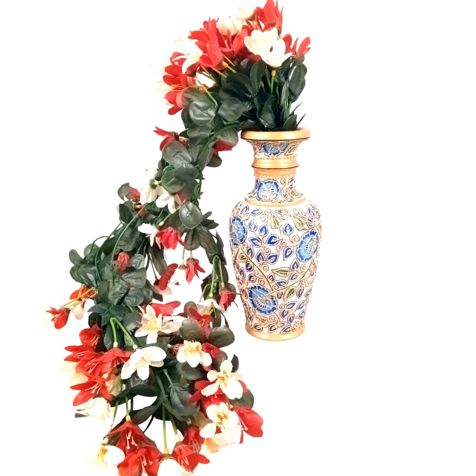 Artificial Hanging Flowers for Decoration | Flower Bunch for Wall, Door, Balcony | Decorative Hanging for Home Décor, Diwali Decoration & Gifting - 27 Inch - Apkamart #Color_Red