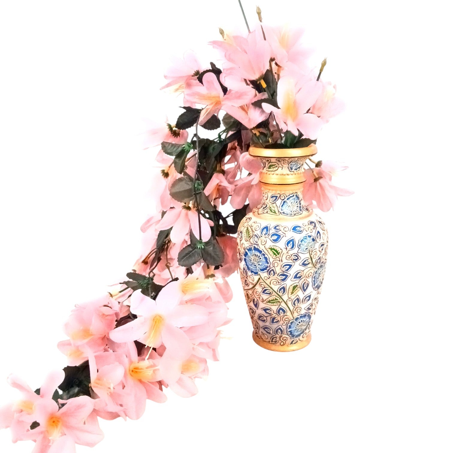 Artificial Hanging Flower for Home Decor | Realistic Hanging Flower | Decorative Wall Hanging Floral Bunch for Diwali Decor ,Balcony , Garden & Living Room Decor - 34 Inch - Apkamart #Color_Pink