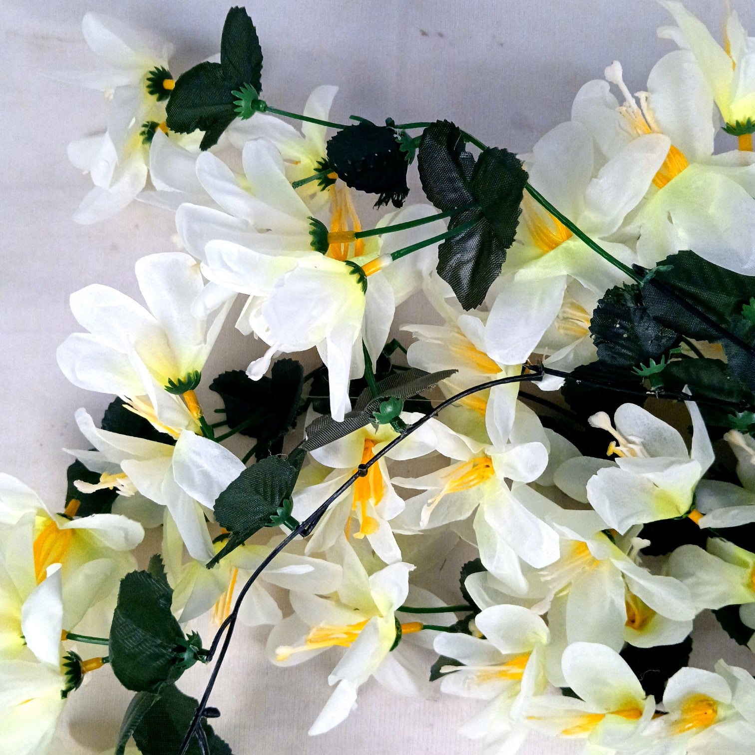 Artificial Hanging Flower for Home Decor | Realistic Hanging Flower | Decorative Wall Hanging Floral Bunch for Festive Decor, Home Decor, Balcony, Living Room - 34 Inch - Apkamart #Color_White