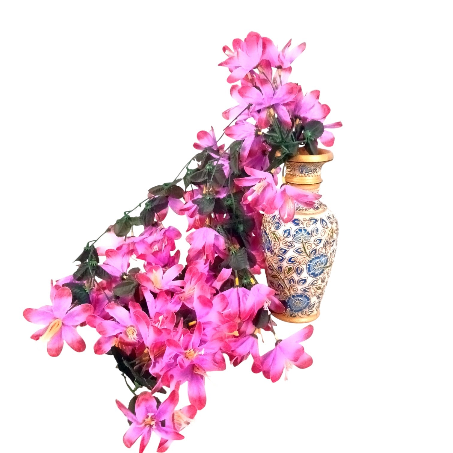 Artificial Hanging Flower for Home Decor | Realistic Hanging Flower | Decorative Wall Hanging Floral Bunch for Festive Decor, Home Decor, Balcony, Living Room - 34 Inch - Apkamart #Color_Pink