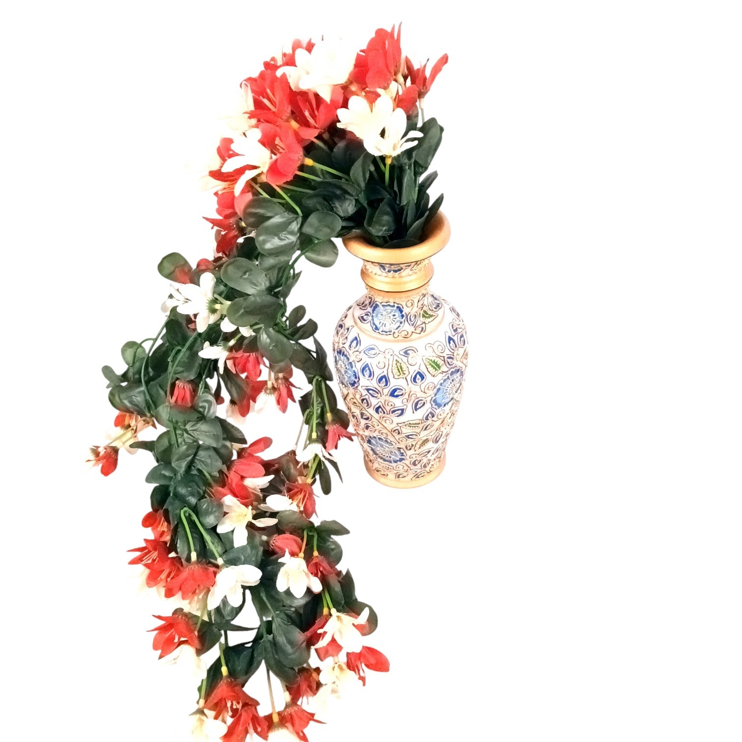 Artificial Hanging Flowers for Decoration | Flower Bunch for Wall, Door, Balcony | Decorative Hanging for Home Décor, Diwali Decoration & Gifting - 27 Inch - Apkamart #Color_Red