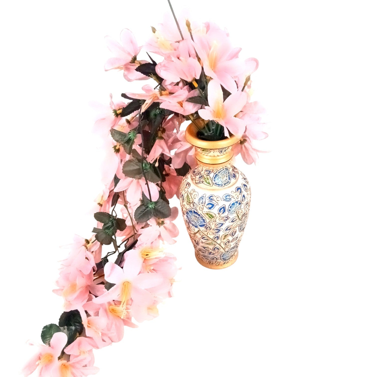 Artificial Hanging Flower for Home Decor | Realistic Hanging Flower | Decorative Wall Hanging Floral Bunch for Diwali Decor ,Balcony , Garden & Living Room Decor - 34 Inch - Apkamart #Color_Pink