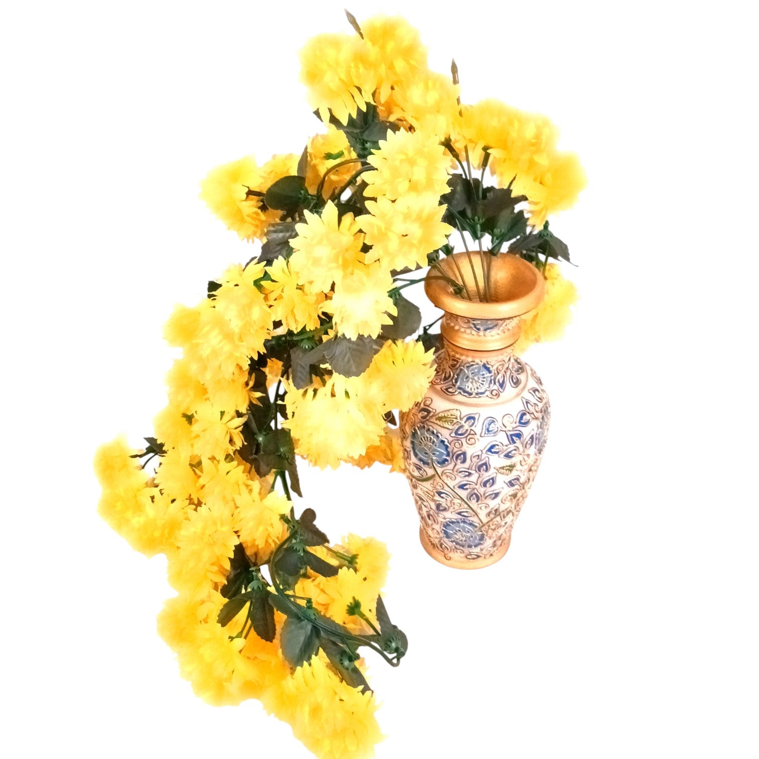 Artificial Hanging Flower for Home Decor | Decorative Wall Hanging | Balcony Garden Indoor Outdoor Decorative Hanging Plant for Living Room Bedroom Office - 37 Inch - Apkamart #Color_Yellow