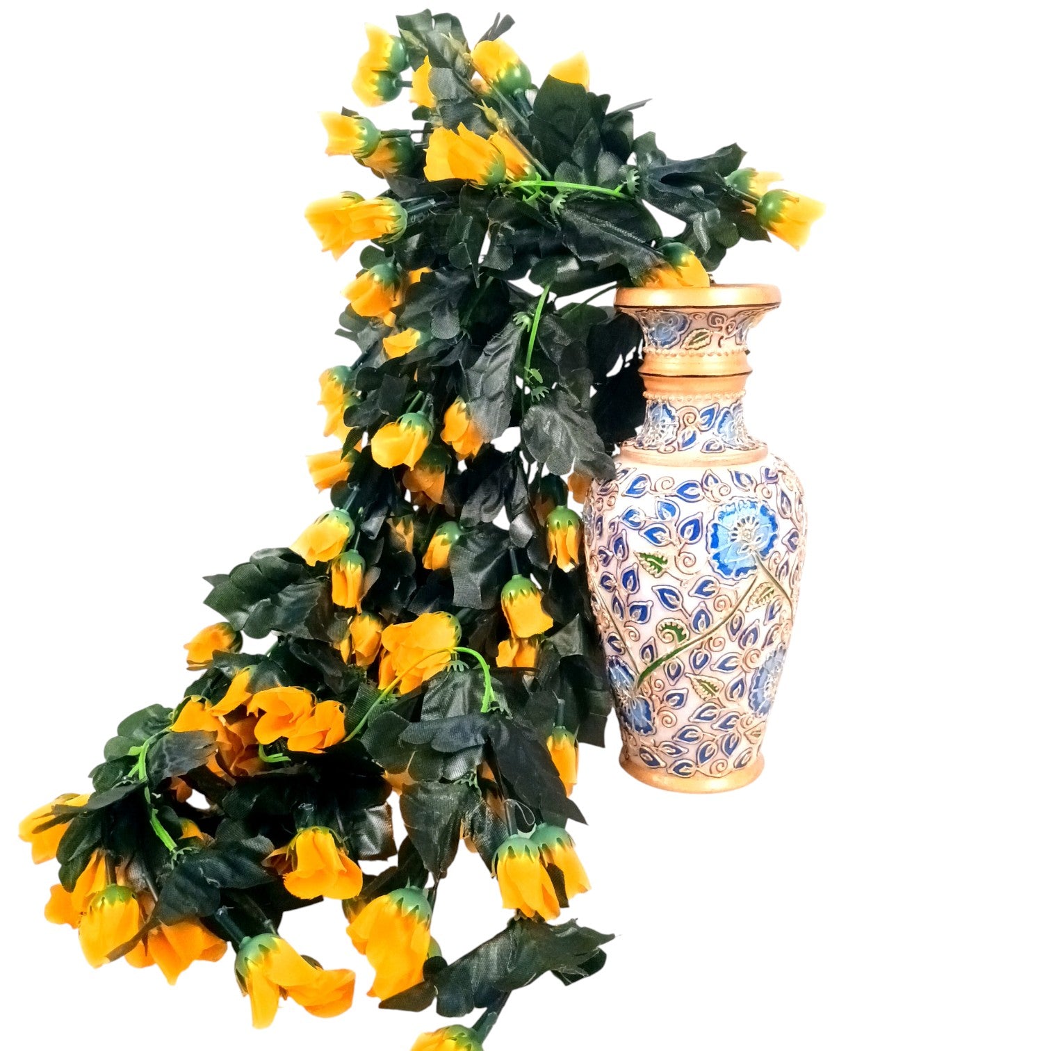 Artificial Hanging Flower for Home Decor | Realistic Hangings for Diwali Decor| Decorative Wall Hanging for Balcony, Garden, Living Room & Office - 31 Inch - Apkamart #Color_Yellow