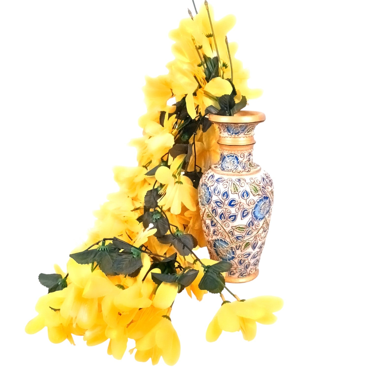 Artificial Hanging Flower for Home Decor | Realistic Hanging Flower | Decorative Wall Hanging Floral Bunch for Diwali Decor ,Balcony , Garden & Living Room Decor - 34 Inch - Apkamart #Color_Yellow