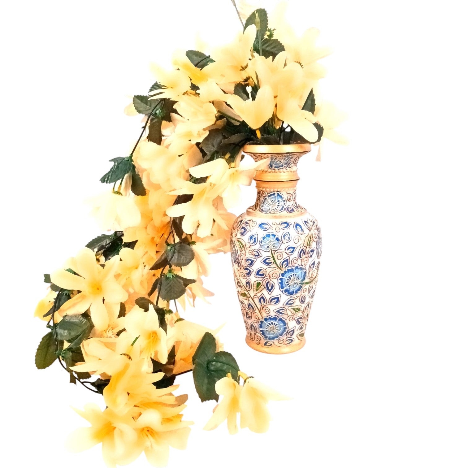 Artificial Hanging Flower for Home Decor | Realistic Hanging Flower | Decorative Wall Hanging Floral Bunch for Festive Decor, Home Decor, Balcony, Living Room - 34 Inch - Apkamart #Color_Orange