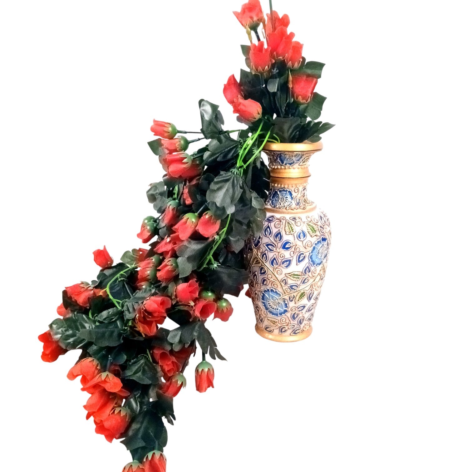 Artificial Hanging Flower for Home Decor | Realistic Hangings for Diwali Decor| Decorative Wall Hanging for Balcony, Garden, Living Room & Office - 31 Inch - Apkamart #Color_Red