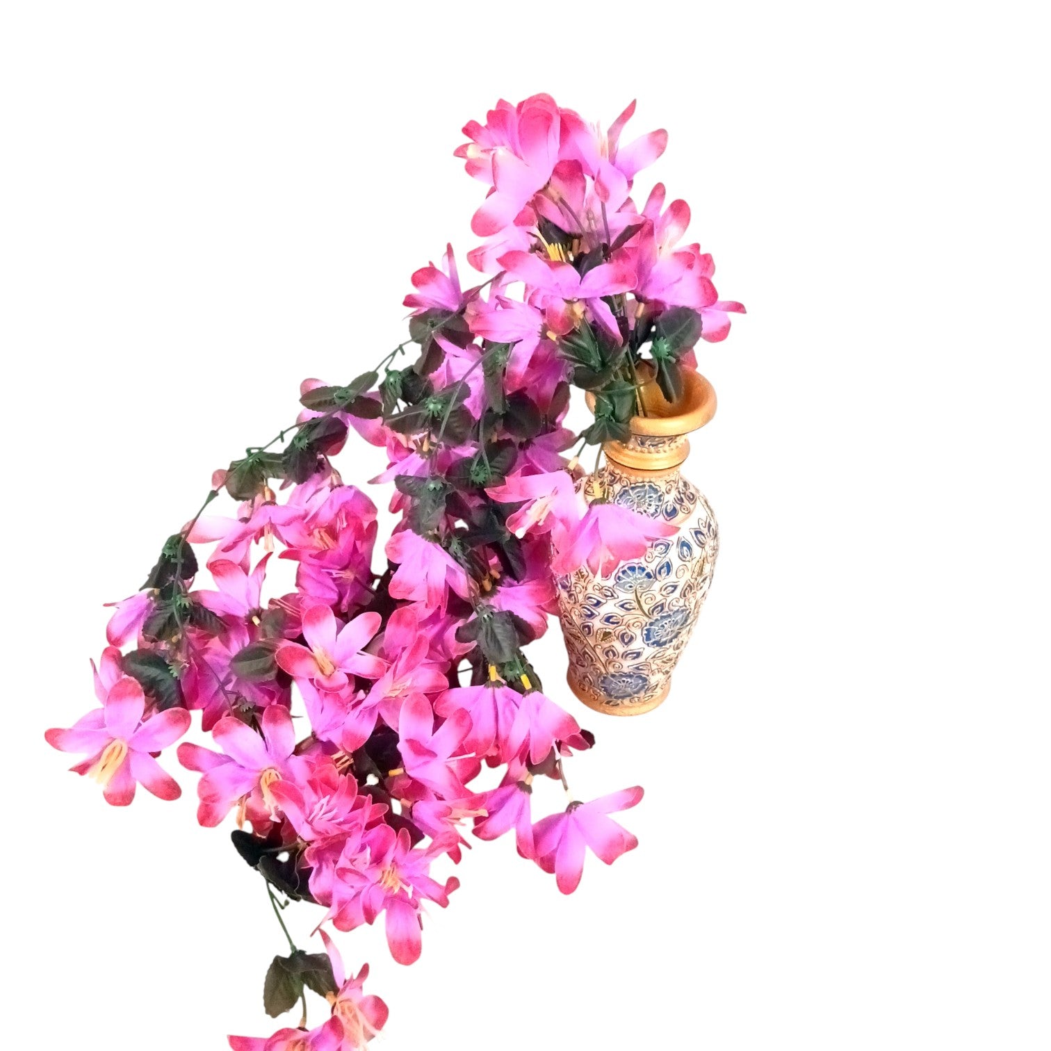 Artificial Hanging Flower for Home Decor | Realistic Hanging Flower | Decorative Wall Hanging Floral Bunch for Festive Decor, Home Decor, Balcony, Living Room - 34 Inch - Apkamart #Color_Pink