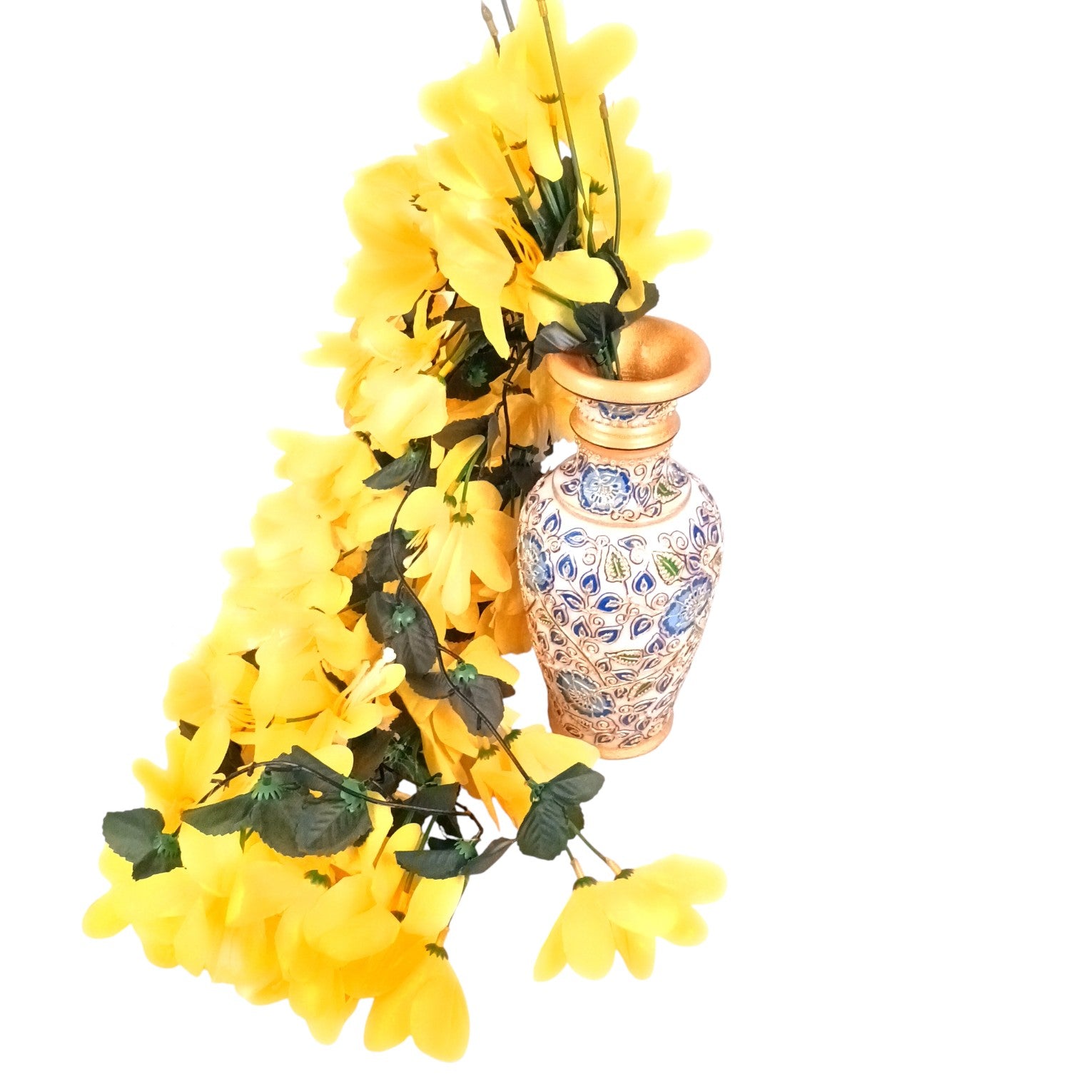 Artificial Hanging Flower for Home Decor | Realistic Hanging Flower | Decorative Wall Hanging Floral Bunch for Diwali Decor ,Balcony , Garden & Living Room Decor - 34 Inch - Apkamart #Color_Yellow