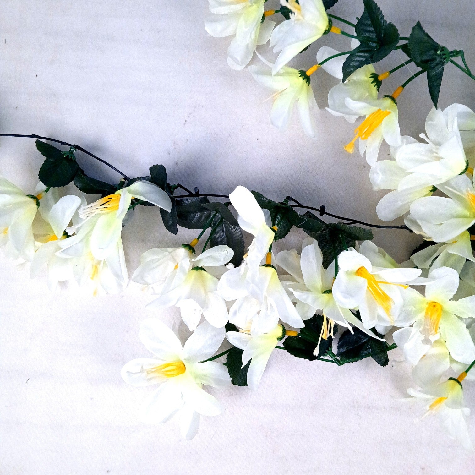 Artificial Hanging Flower for Home Decor | Realistic Hanging Flower | Decorative Wall Hanging Floral Bunch for Festive Decor, Home Decor, Balcony, Living Room - 34 Inch - Apkamart #Color_White