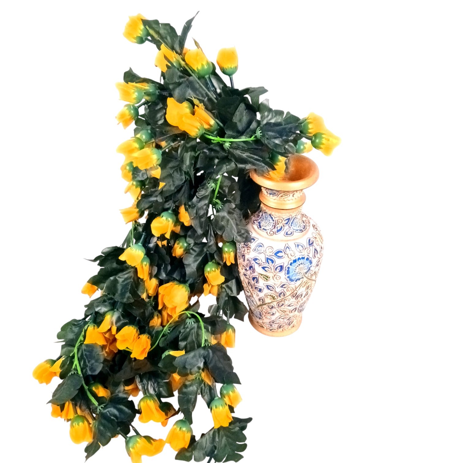 Artificial Hanging Flower for Home Decor | Realistic Hangings for Diwali Decor| Decorative Wall Hanging for Balcony, Garden, Living Room & Office - 31 Inch - Apkamart #Color_Yellow