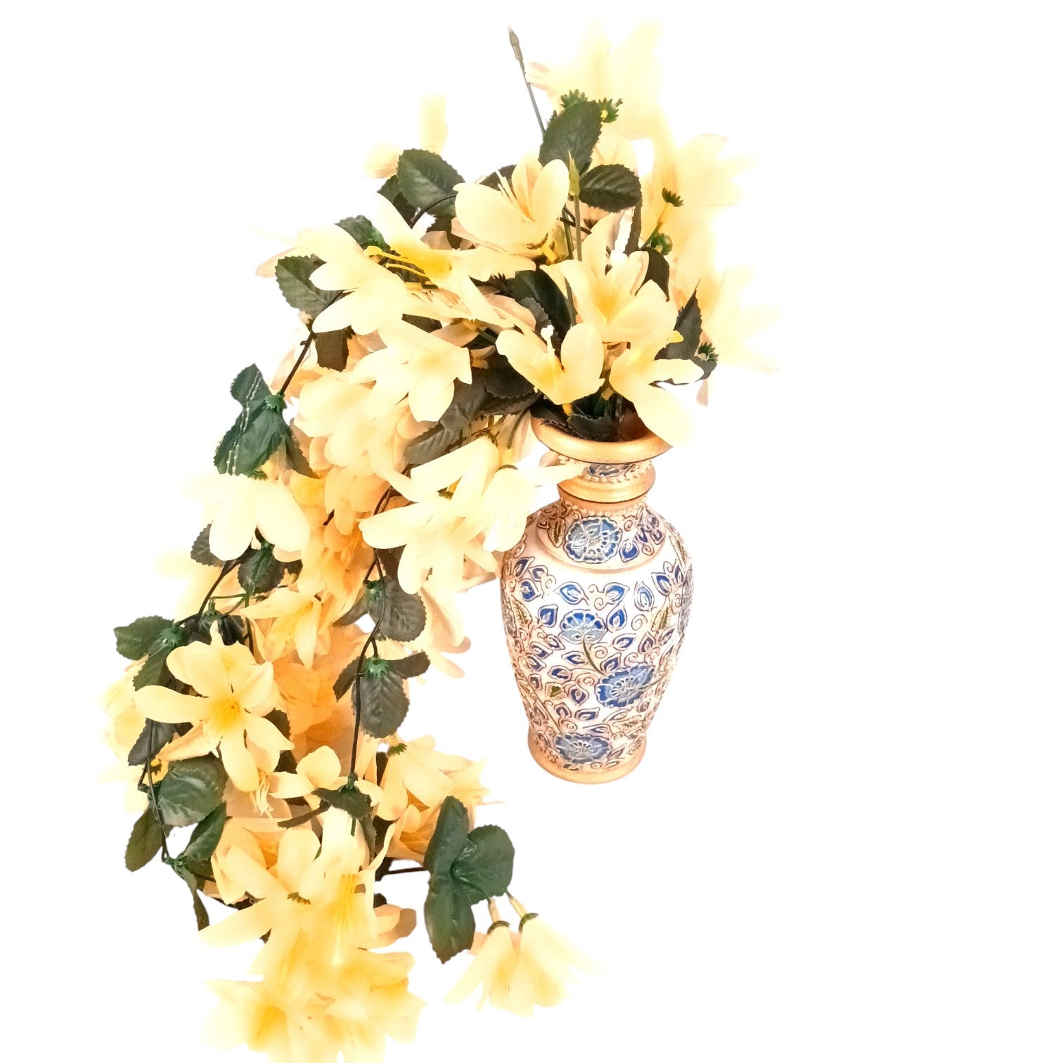 Artificial Hanging Flower for Home Decor | Realistic Hanging Flower | Decorative Wall Hanging Floral Bunch for Festive Decor, Home Decor, Balcony, Living Room - 34 Inch - Apkamart #Color_Orange