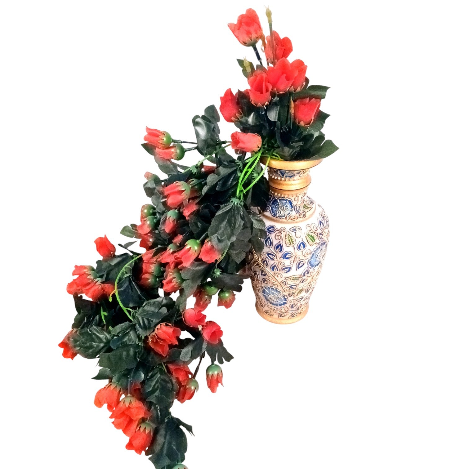 Artificial Hanging Flower for Home Decor | Realistic Hangings for Diwali Decor| Decorative Wall Hanging for Balcony, Garden, Living Room & Office - 31 Inch - Apkamart #Color_Red