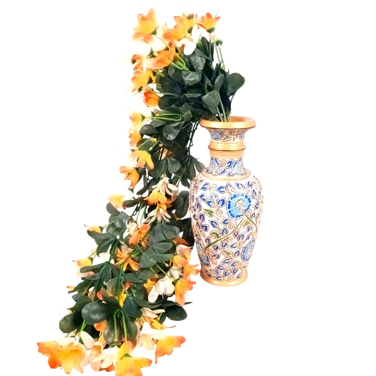 Artificial Hanging Flowers for Decoration | Flower Bunch for Wall, Door, Balcony | Decorative Hanging for Home Décor, Diwali Decoration & Gifting - 27 Inch - Apkamart #Color_Orange