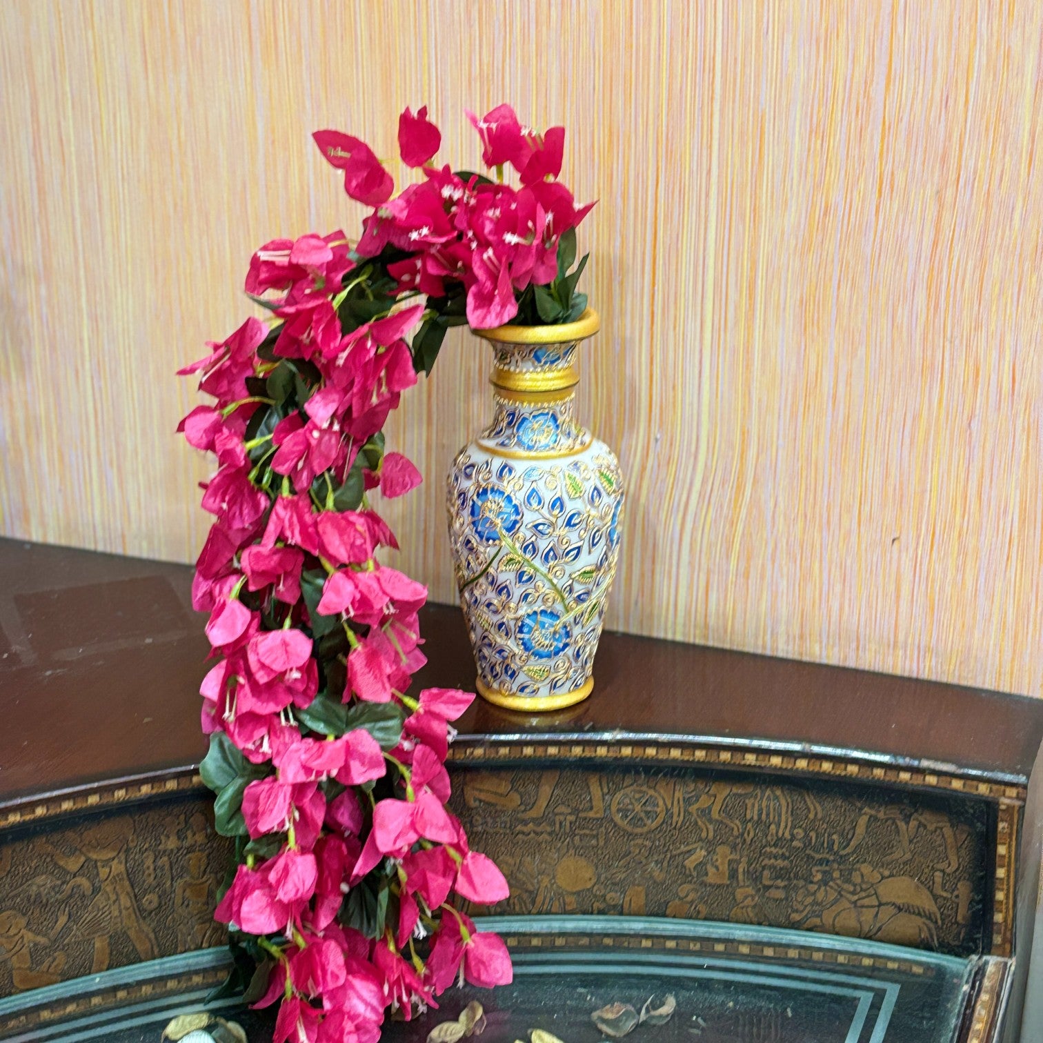 Artificial Hanging Flower for Home Decor | Hanging Flower | Decorative Wall Hanging Floral Bunch for Balcony, Garden & Living Room - 27 Inch - Apkamart #Color_Pink