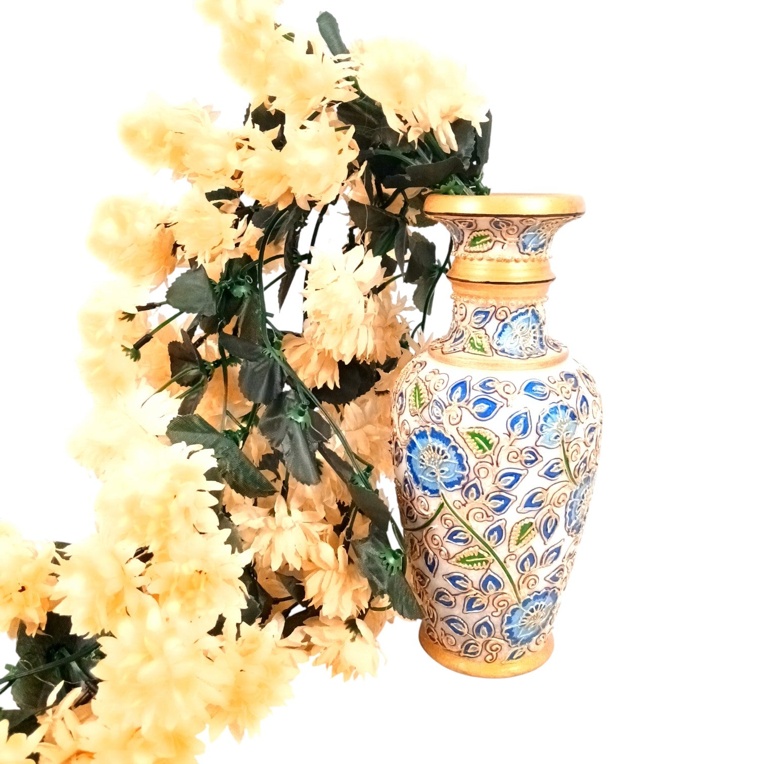 Artificial Hanging Flower for Home Decor | Decorative Wall Hanging | Balcony Garden Indoor Outdoor Decorative Hanging Plant for Living Room Bedroom Office - 37 Inch - Apkamart #Color_Orange