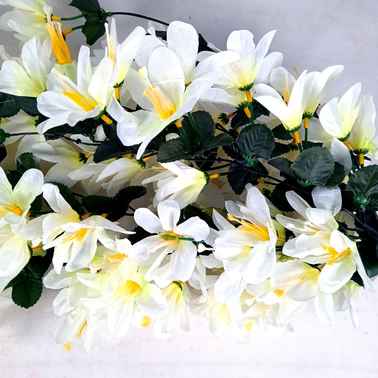 Artificial Hanging Flower for Home Decor | Realistic Hanging Flower | Decorative Wall Hanging Floral Bunch for Festive Decor, Home Decor, Balcony, Living Room - 34 Inch - Apkamart #Color_White