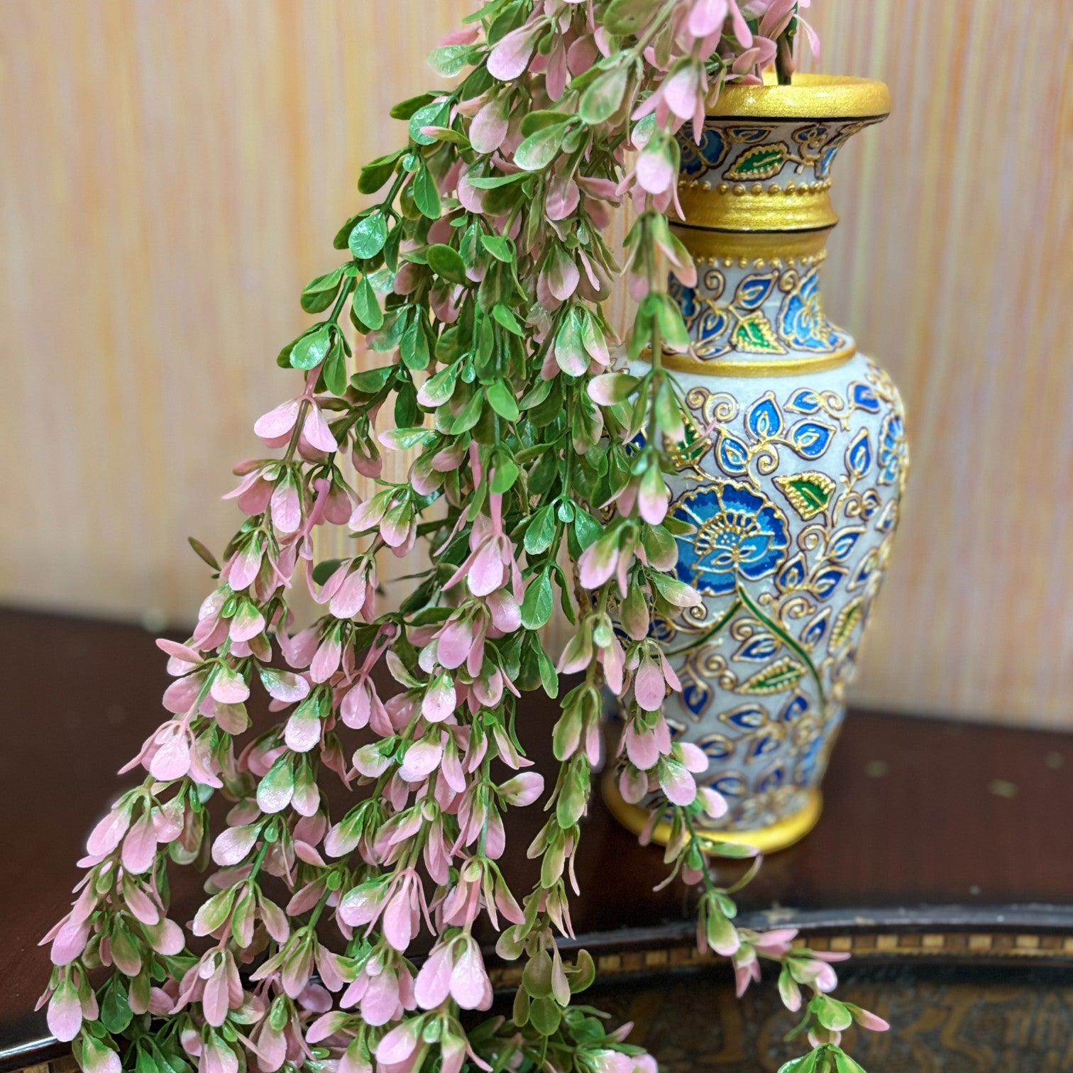 Artificial Hanging Vine | Green & Yellow Faux Leaf Garland Green Plant Bush for Creeper Decoration | Decorative Vine for Door, Temple, Diwali Decor & Home Decoration - 33 Inch - Apkamart #Style_Design 2