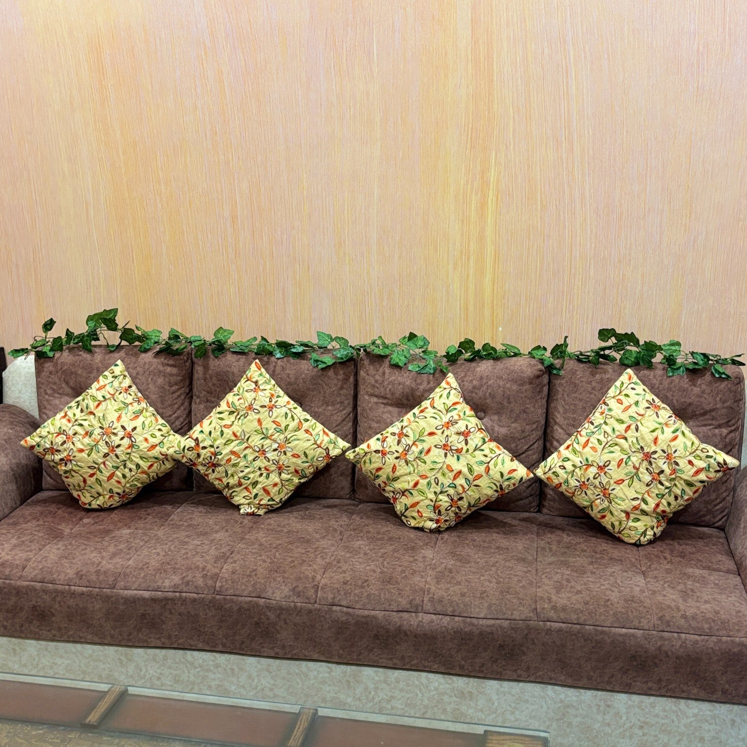 Artificial Leaf Hanging Bail | Decorative Hanging Plant for Home, Balcony, Temple, Door Bandhanwar & Party Decor | Reusable Faux Leaf Garland for Indoor Outdoor Decoration - 87 Inch - Apkamart #Style_Design 3