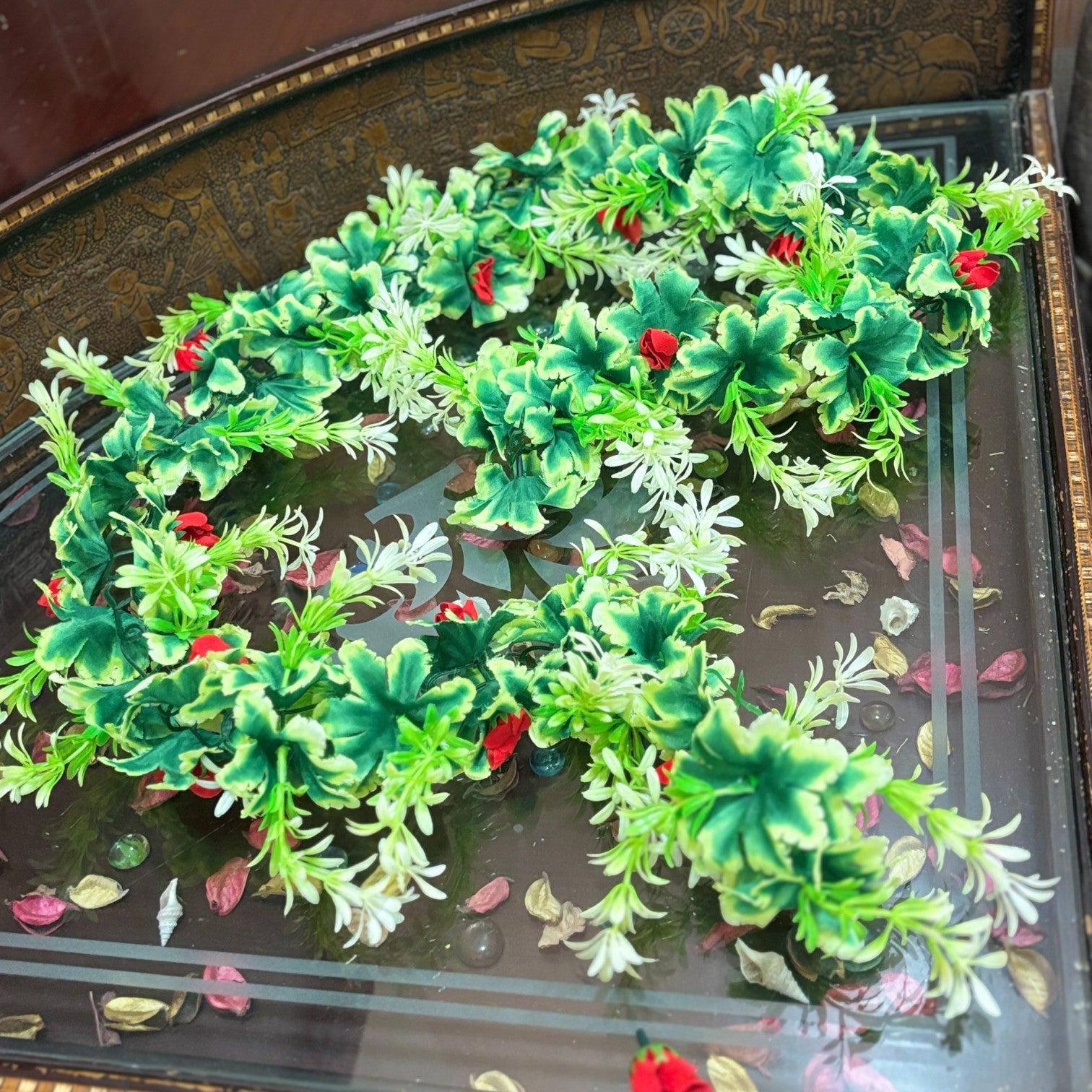 Artificial Hanging Vine | Faux Leaf Garland Green Plant Bush for Creeper Decoration | Decorative Vine for Door, Temple, Diwali Decor & Home Decoration - 69 Inch - Apkamart