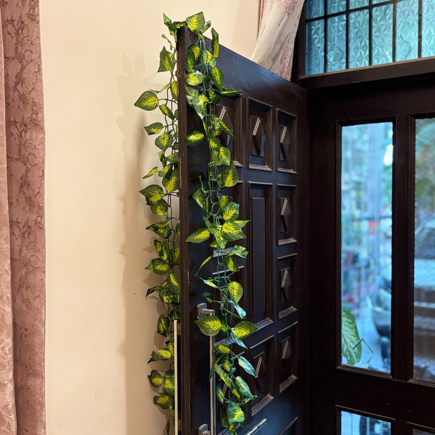 Artificial Leaf Hanging Bail | Decorative Hanging Plant for Home, Balcony, Temple, Door Bandhanwar & Party Decor | Reusable Faux Leaf Garland for Indoor Outdoor Decoration - 87 Inch - Apkamart #Style_Design 2