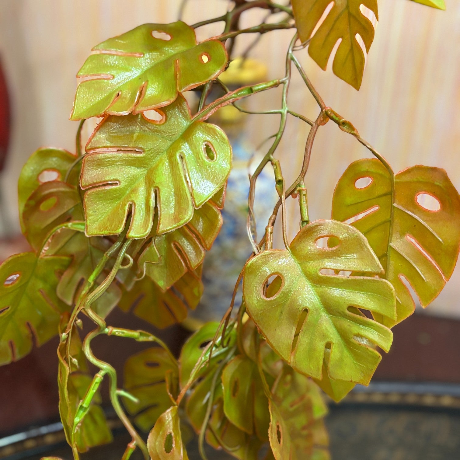 Artificial Hanging Leaf Bunch | Faux Leaf Garland Plant Bush for Creeper Decoration | Decorative Hanging Vine for Door, Balcony, Temple & Diwali Decor - 35 Inch - Apkamart #Style_Design 1