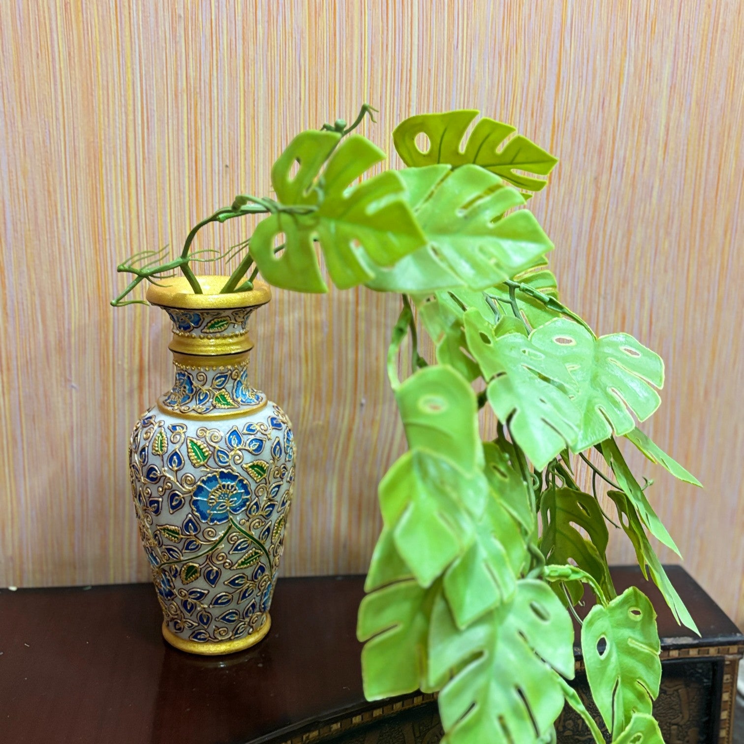 Artificial Hanging Leaf Bunch | Faux Leaf Garland Plant Bush for Creeper Decoration | Decorative Hanging Vine for Door, Balcony, Temple & Diwali Decor - 35 Inch - Apkamart #Style_Design 3