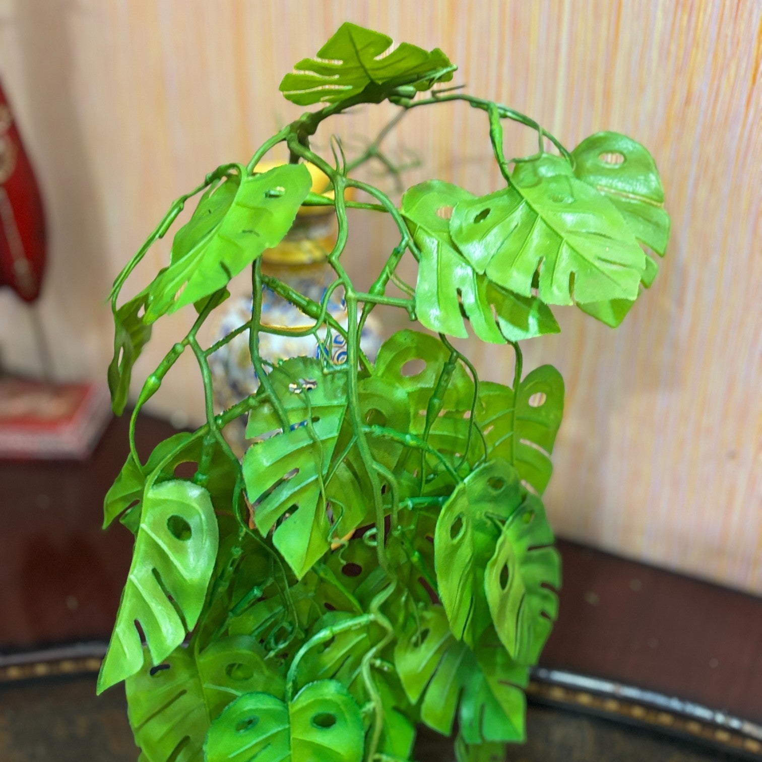 Artificial Hanging Leaf Bunch | Faux Leaf Garland Plant Bush for Creeper Decoration | Decorative Hanging Vine for Door, Balcony, Temple & Diwali Decor - 35 Inch - Apkamart #Style_Design 2